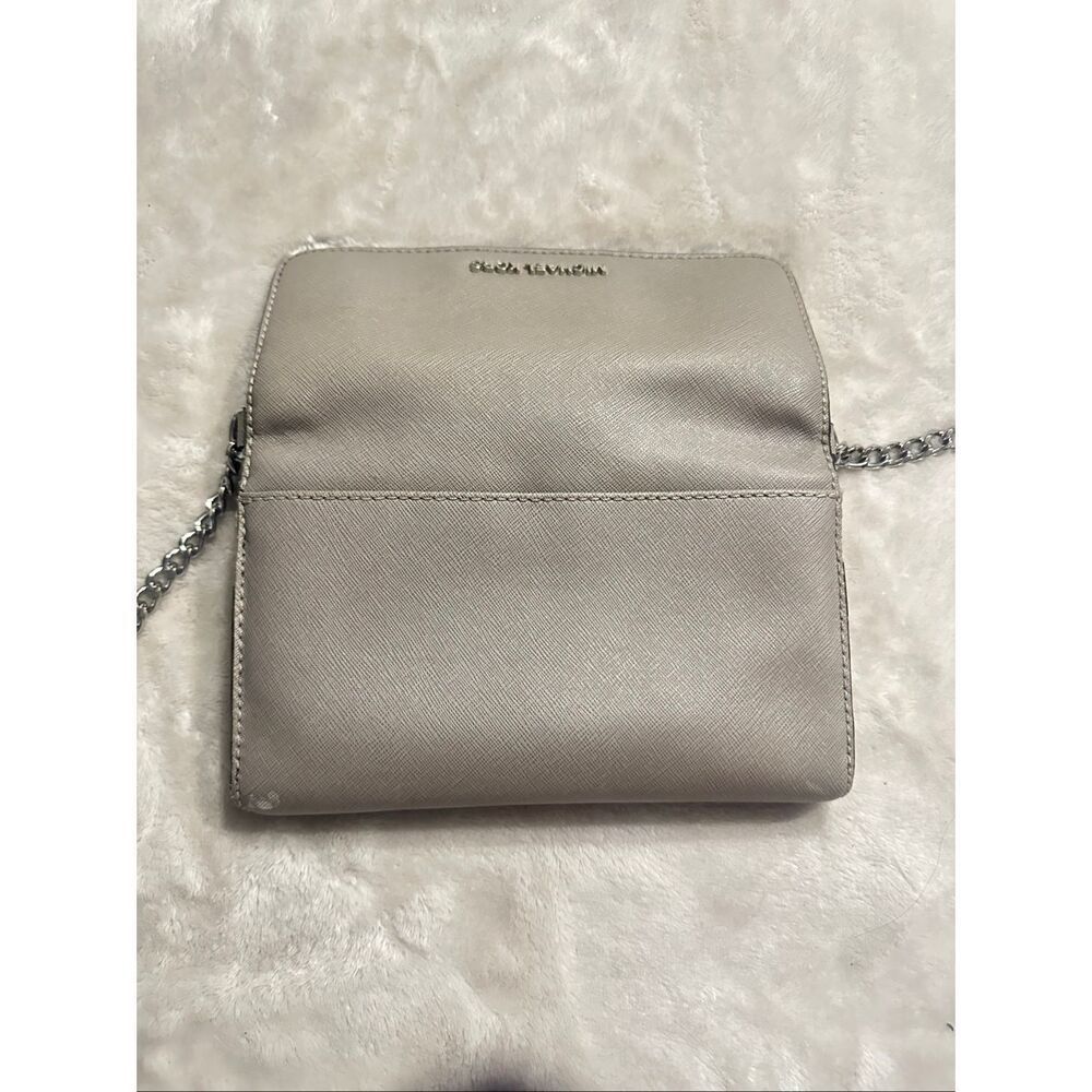 Michael Kors Gray Leather Silver Chain Strap Flap Closure Small Crossbody Bag - Picture 8 of 11